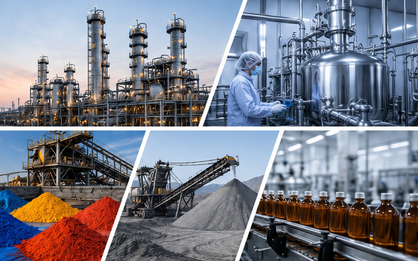 Chemical, pharmaceutical, pigments, mining and food and beverage industries served by DFR